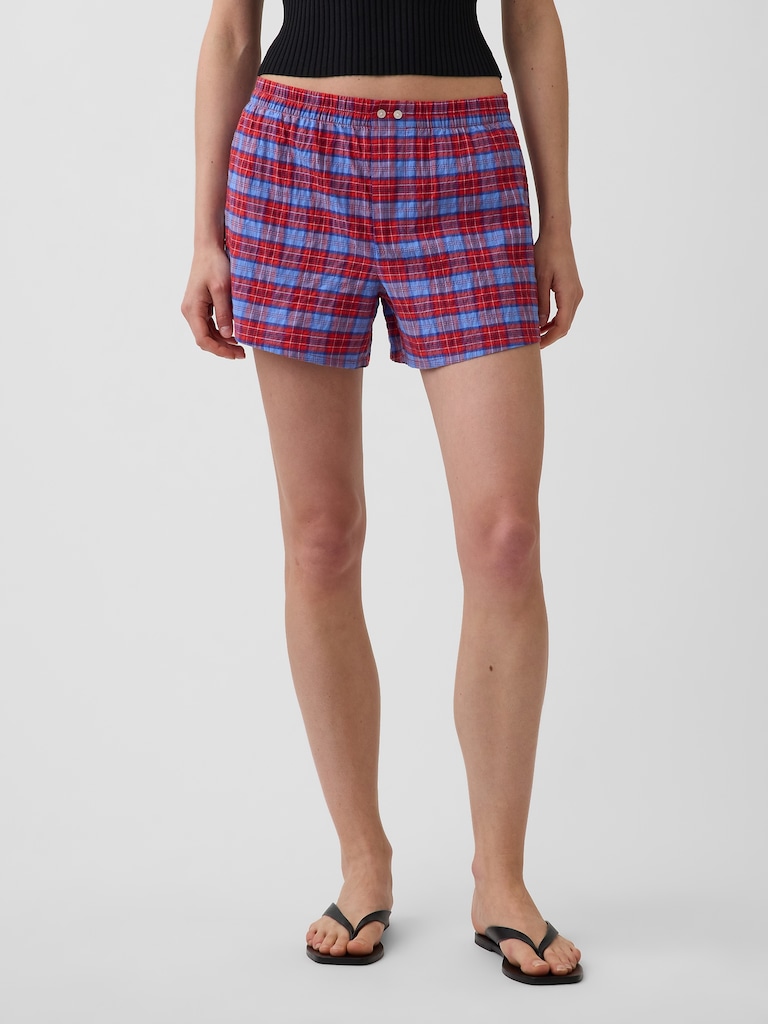 4" Seersucker Plaid Boxer Shorts
