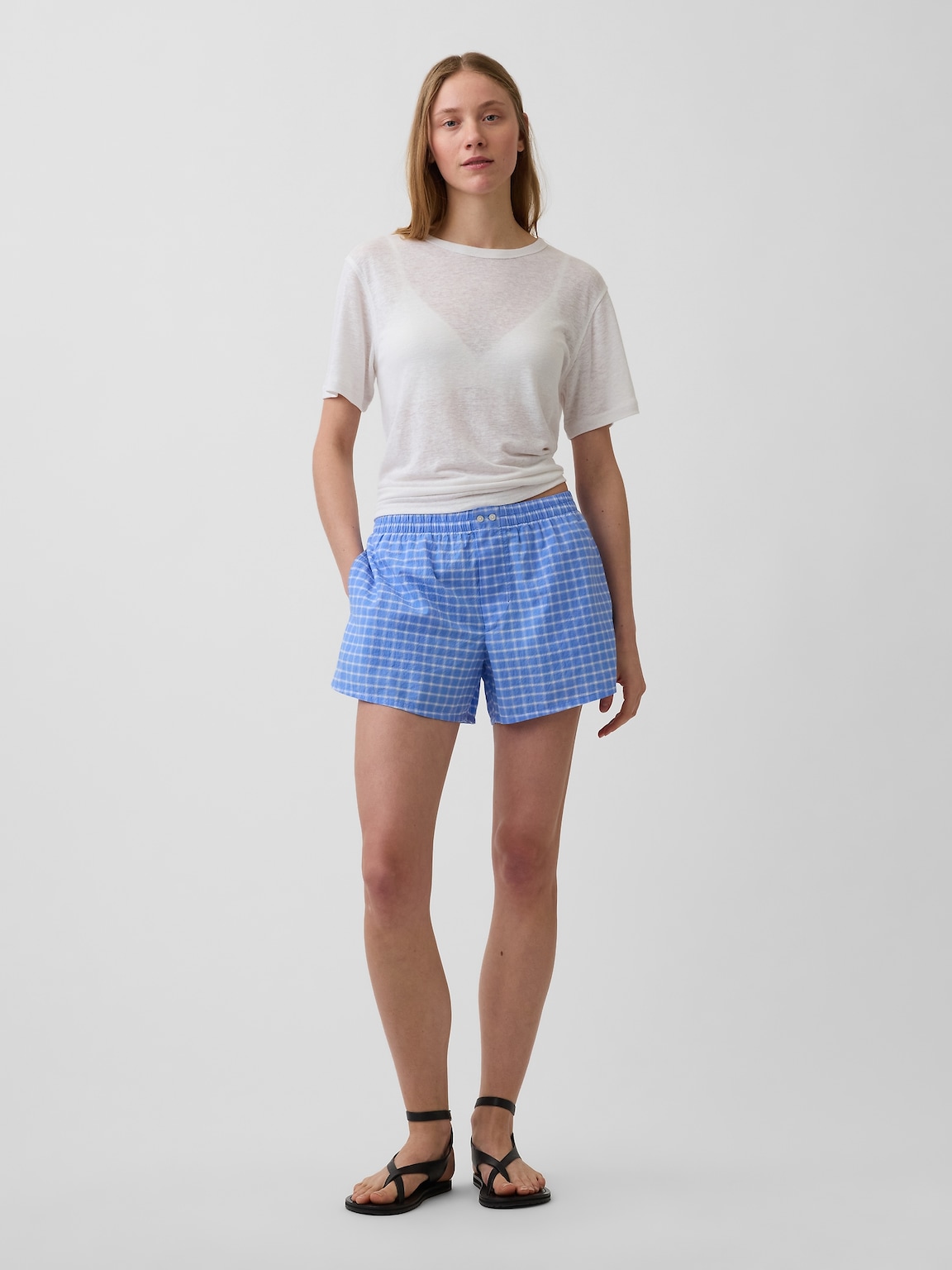 4" Seersucker Plaid Boxer Shorts