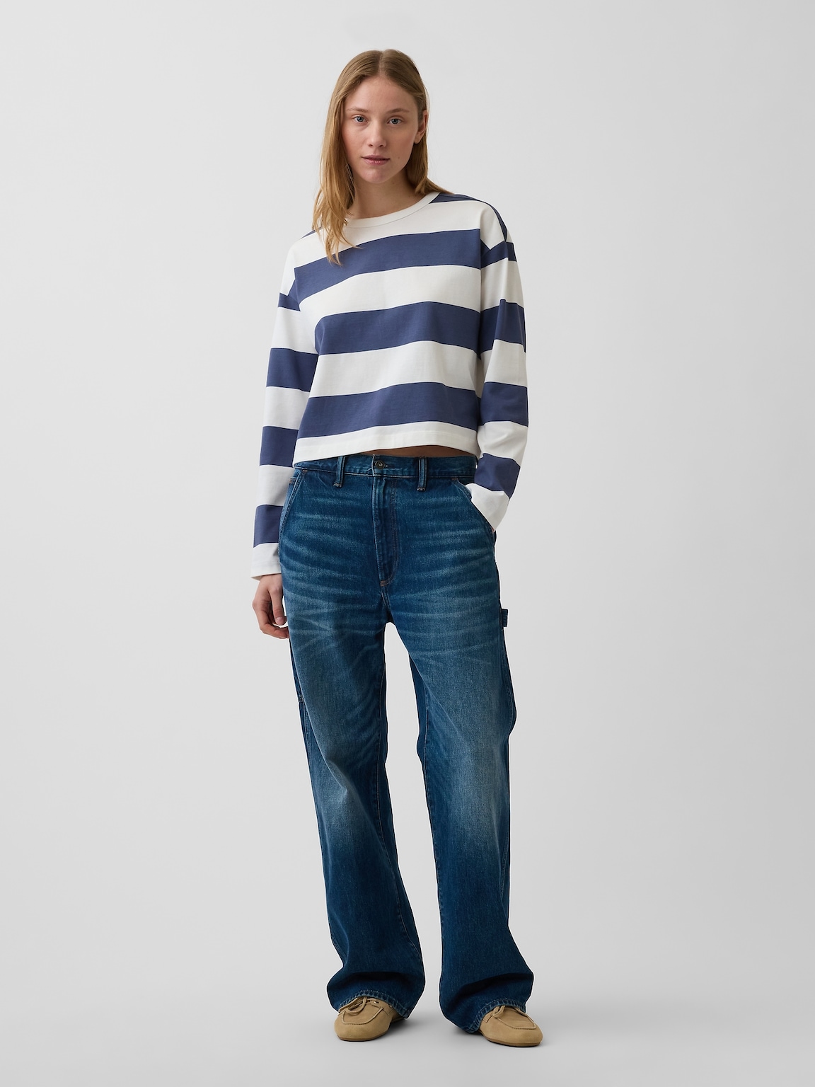 Knit Oversized Crop T-Shirt