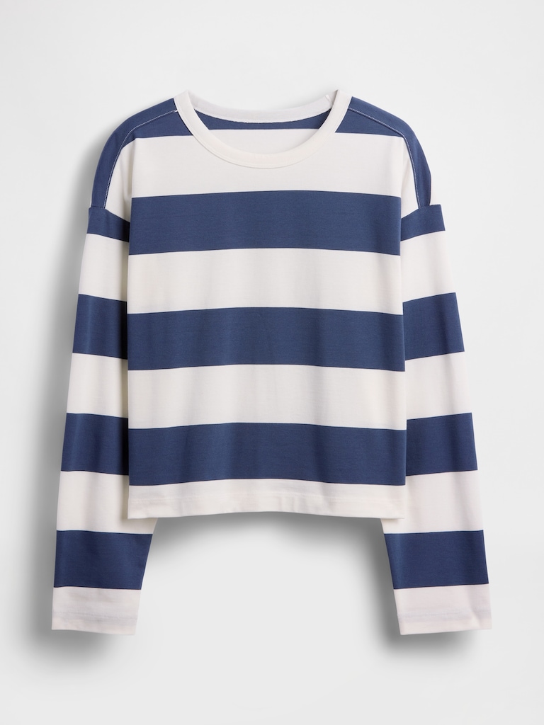 Knit Oversized Crop T-Shirt