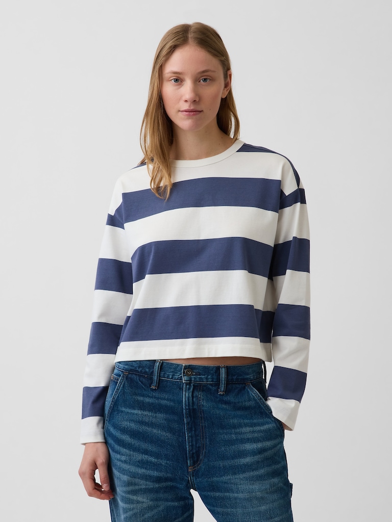 Knit Oversized Crop T-Shirt