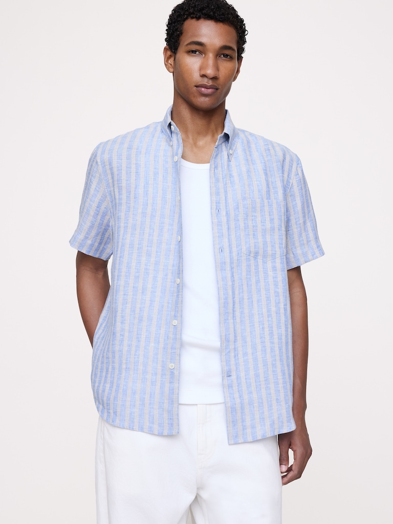 Standard-Fit Linen Short-Sleeve Shirt