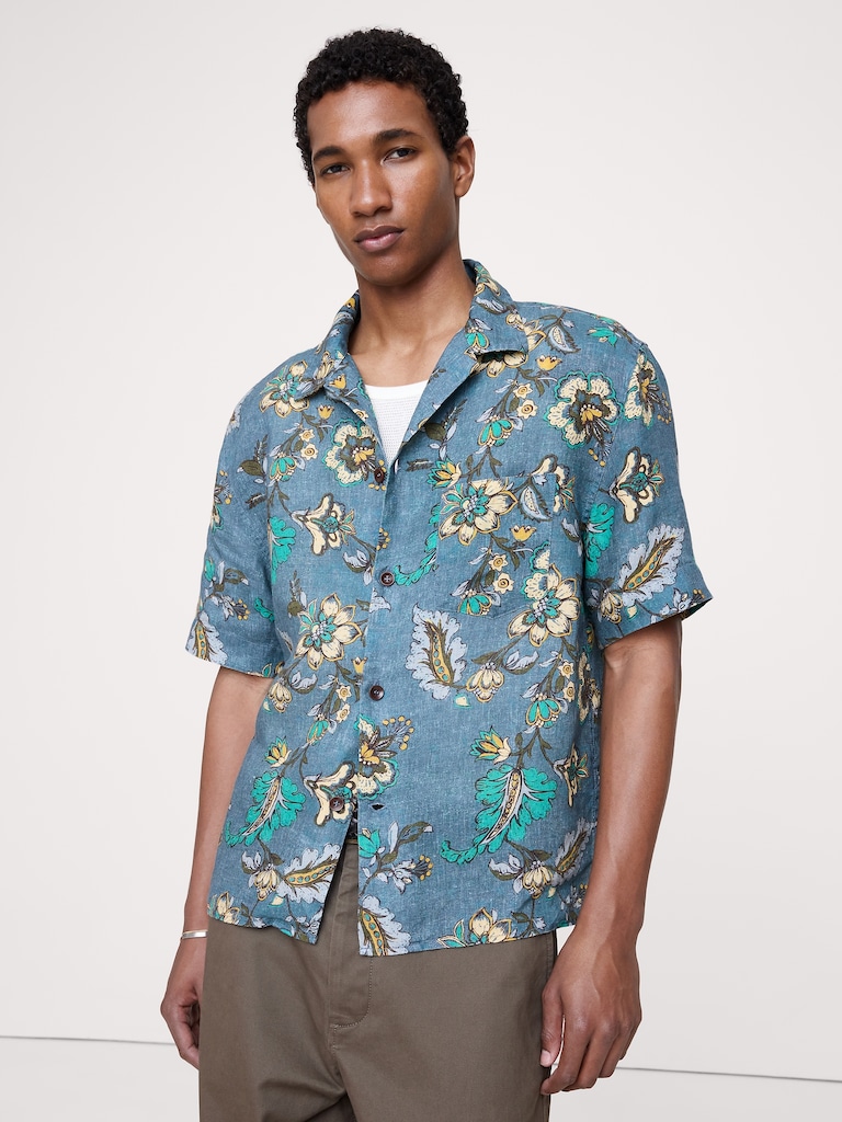 Chemise de vacances à coupe standard en lin
