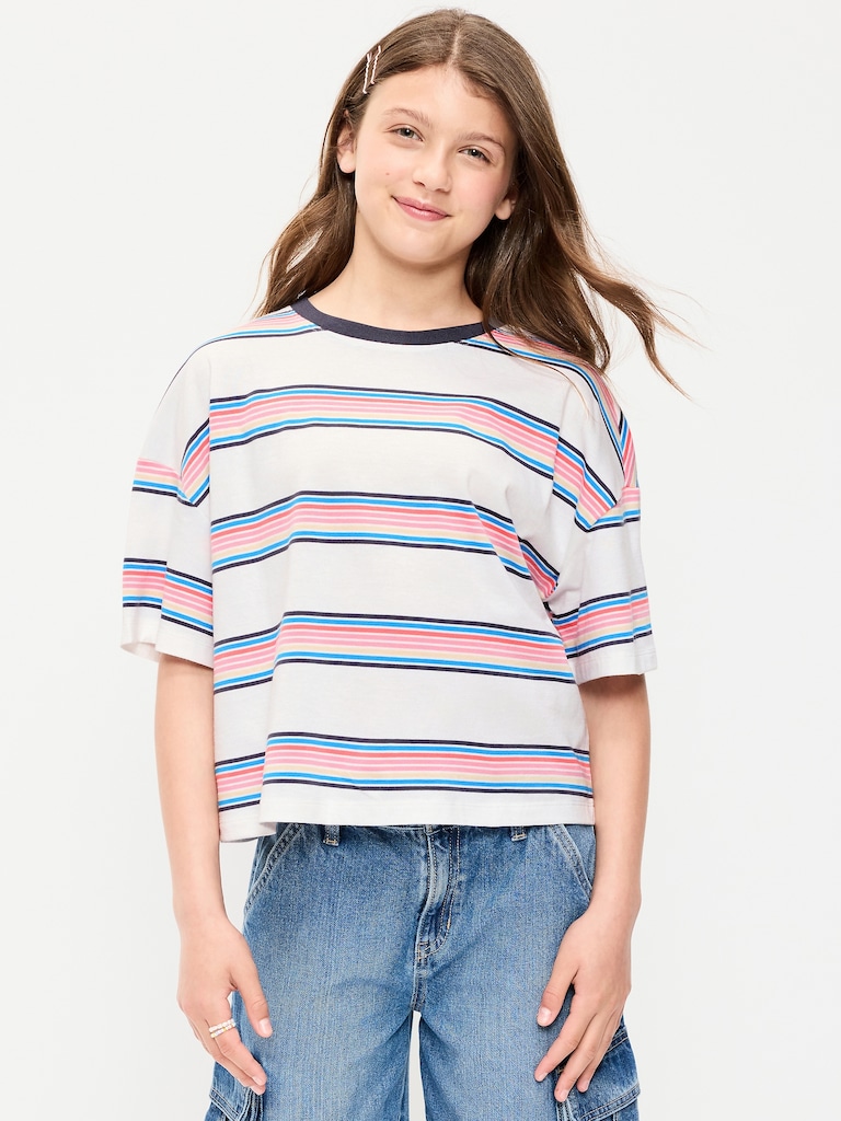 T-shirt court surdimensionné à manches courtes pour fille