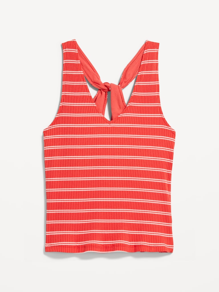 Sleeveless Ribbed Loop-Back Tank Top