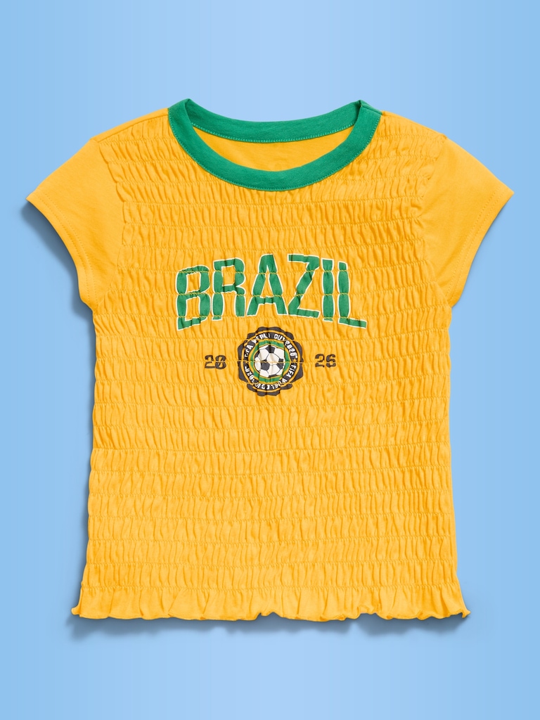 FIFA World Cup 26™ Brazil Smocked Graphic T-Shirt for Girls