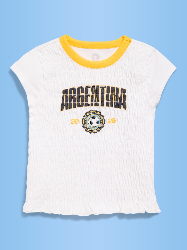 FIFA World Cup 26™ Argentina Smocked Graphic T-Shirt for Girls