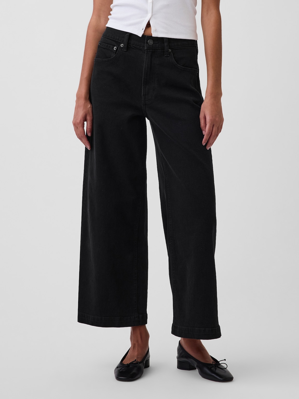 High Rise Stride Wide-Leg Ankle Jeans