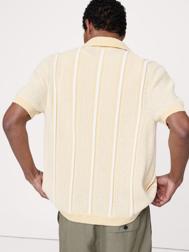 Bouclé Stripe Sweater Polo