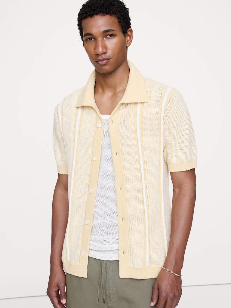 Bouclé Stripe Sweater Polo