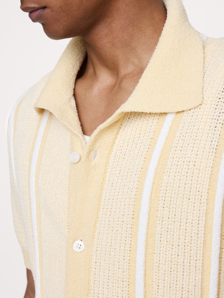 Bouclé Stripe Sweater Polo