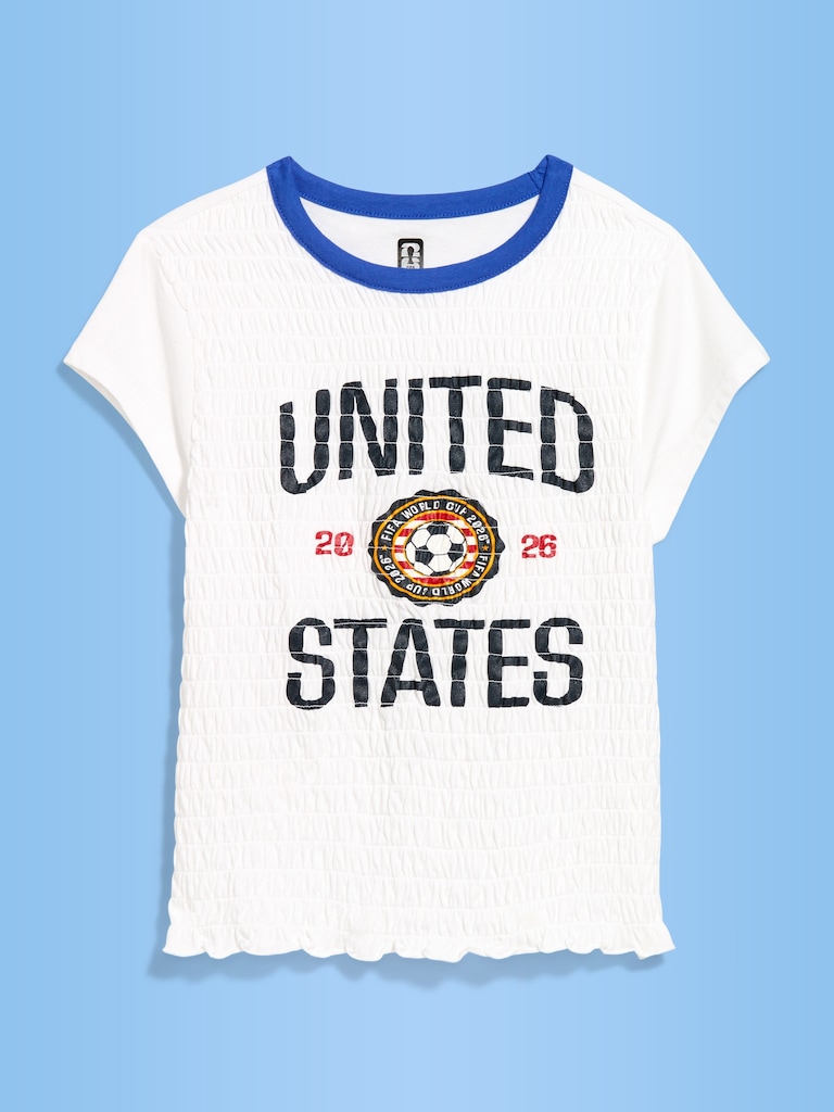 FIFA World Cup 26™ USA Smocked Graphic T-Shirt for Women