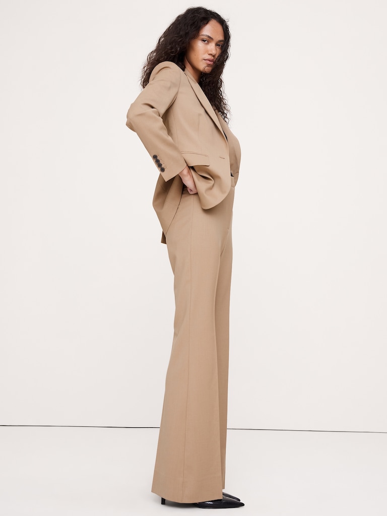 High-Rise Flare Italian Lightweight Wool Pant