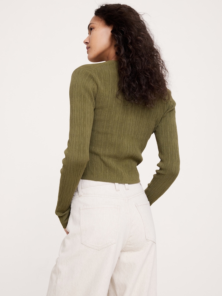 Crinkle Knit Cropped Cardigan
