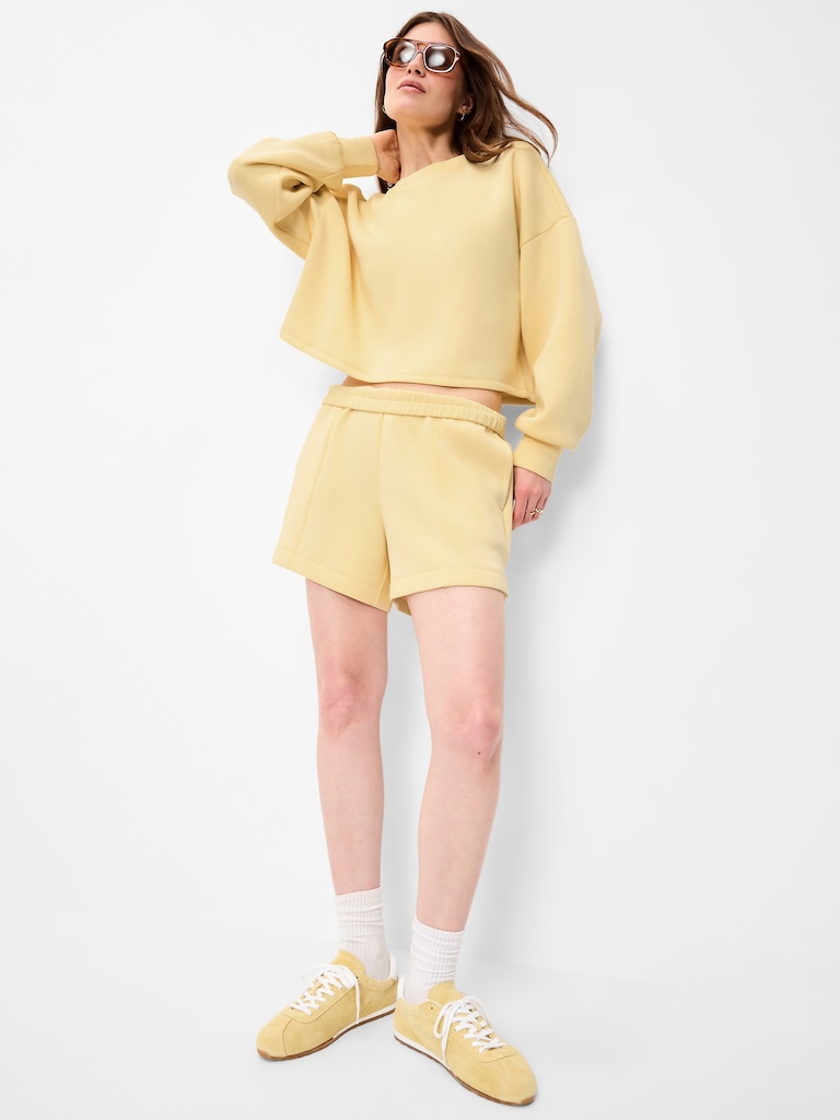 Bounce Fleece Crew-Neck Cropped Sweatshirt