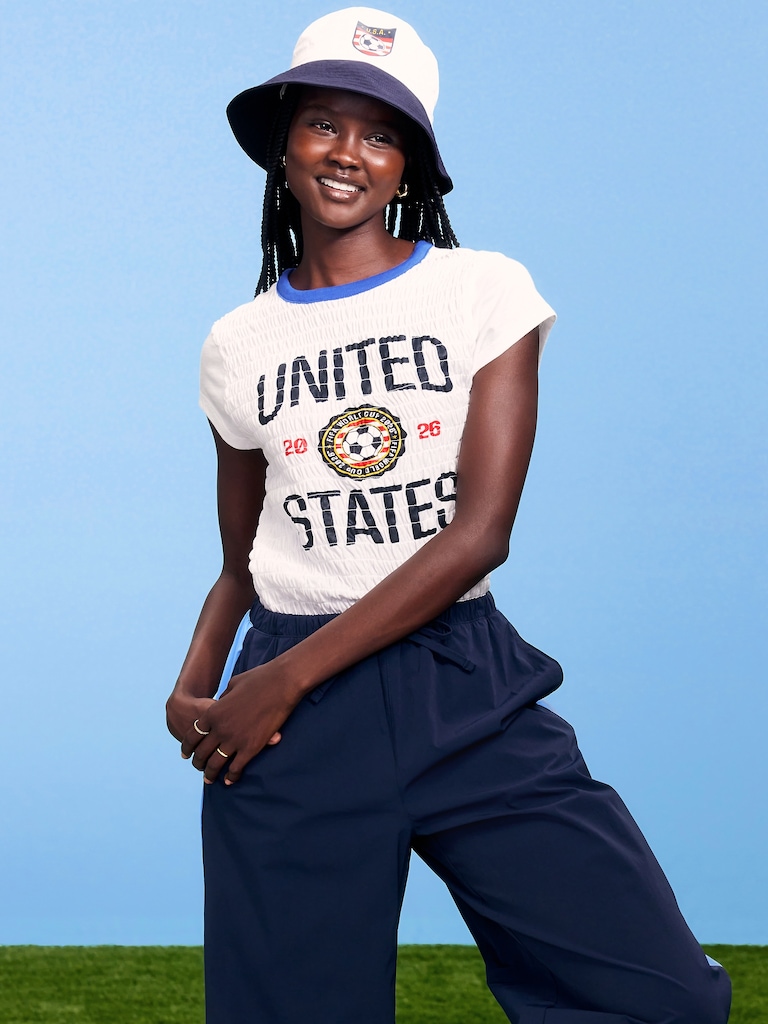 FIFA World Cup 26™ USA Smocked Graphic T-Shirt for Women