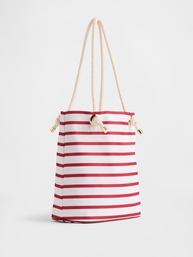Stripe Nylon Bucket Bag