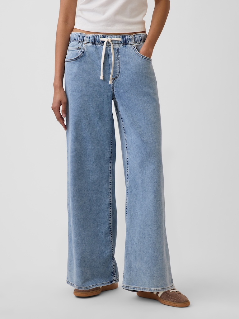 Mid Rise Knit Easy Baggy Jeans