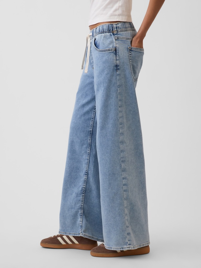 Mid Rise Knit Easy Baggy Jeans