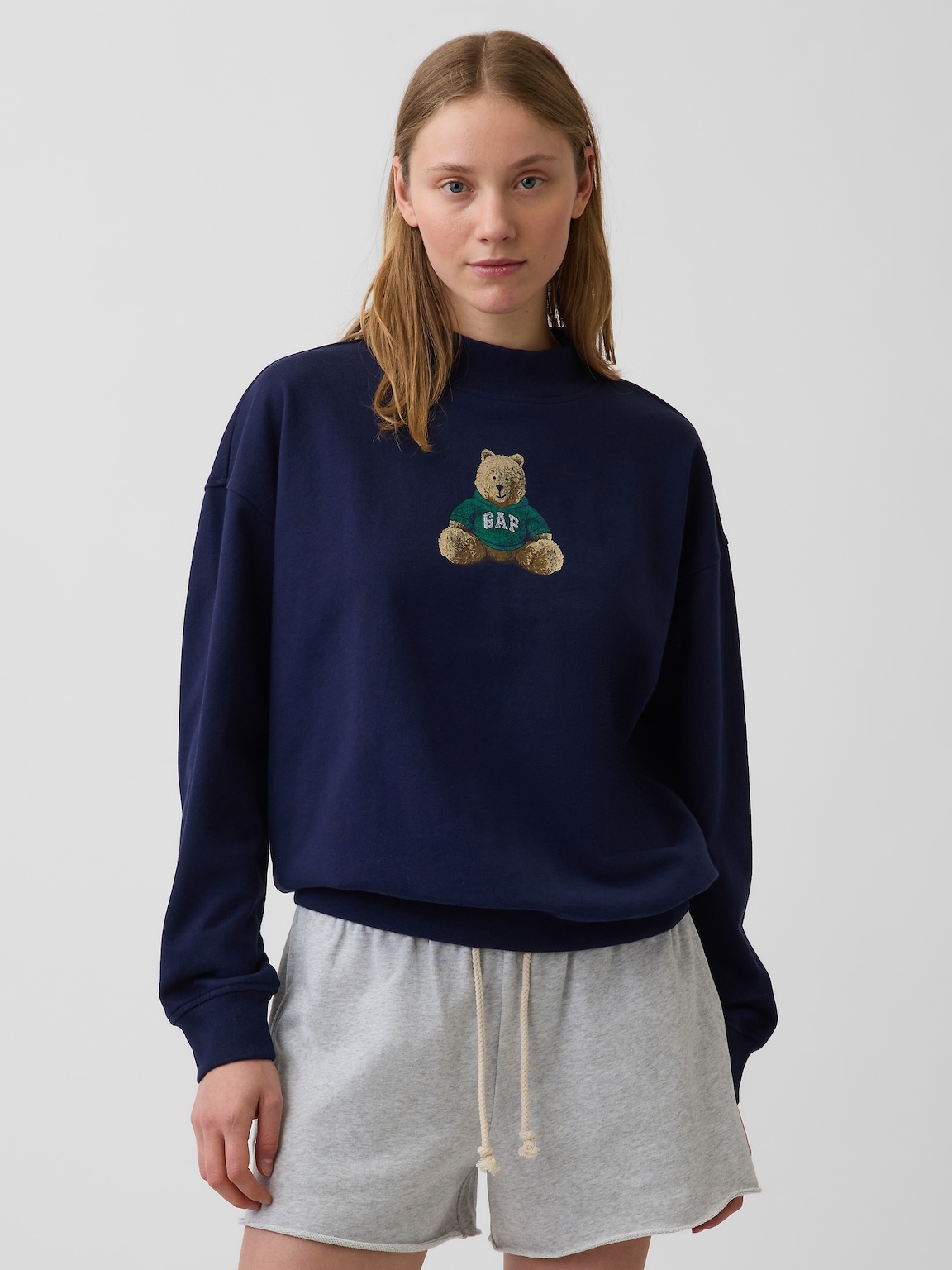 VintageSoft Terry Oversized Mockneck Logo Sweatshirt