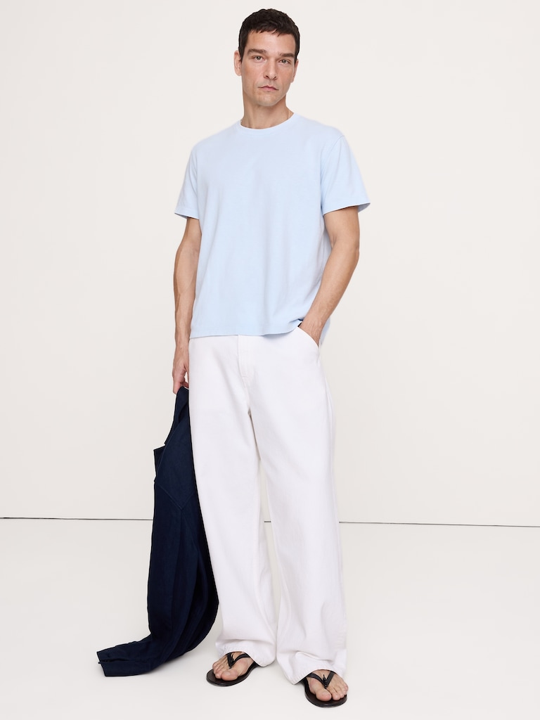 T-shirt ras du cou classique en coton flammé