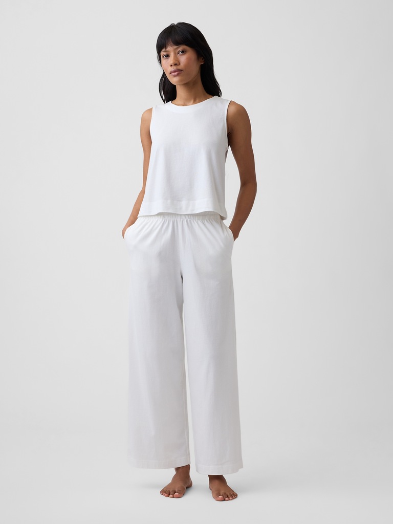 Heavyweight Pull-On Wide-Leg Crop Pants