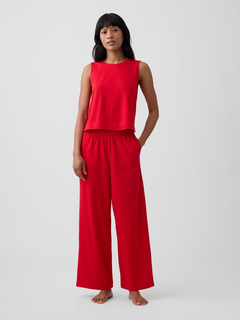 Heavyweight Pull-On Wide-Leg Crop Pants