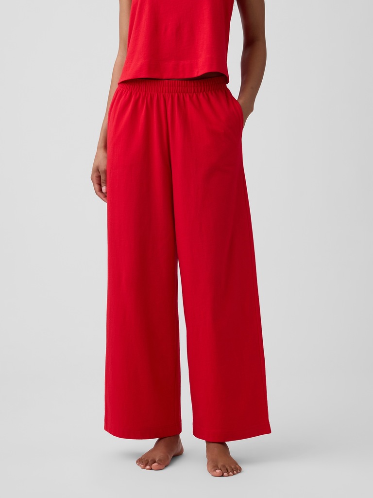 Heavyweight Pull-On Wide-Leg Crop Pants