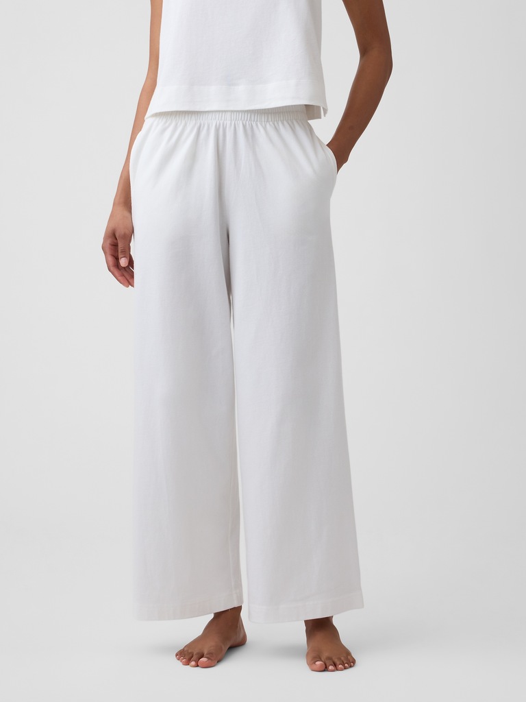 Heavyweight Pull-On Wide-Leg Crop Pants
