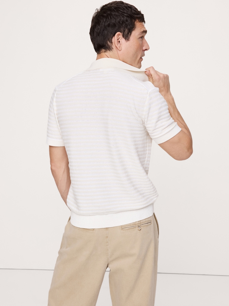 Texture Stripe Sweater Polo