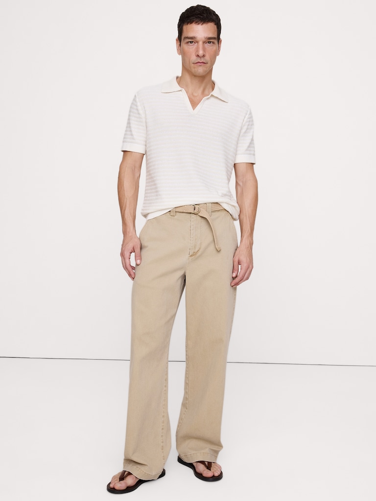 Texture Stripe Sweater Polo