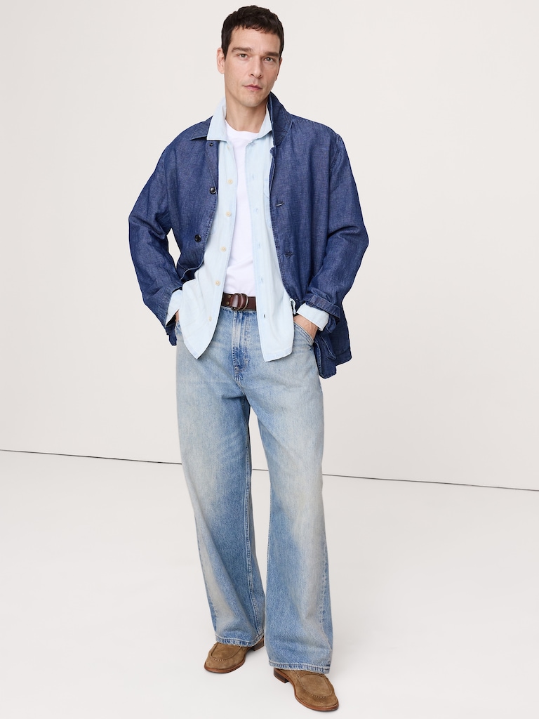 Relaxed-Fit Denim Long-Sleeve Resort Shirt