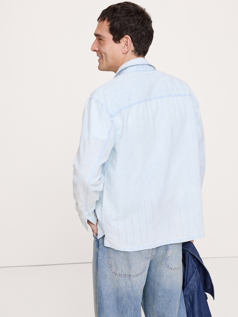Relaxed-Fit Denim Long-Sleeve Resort Shirt