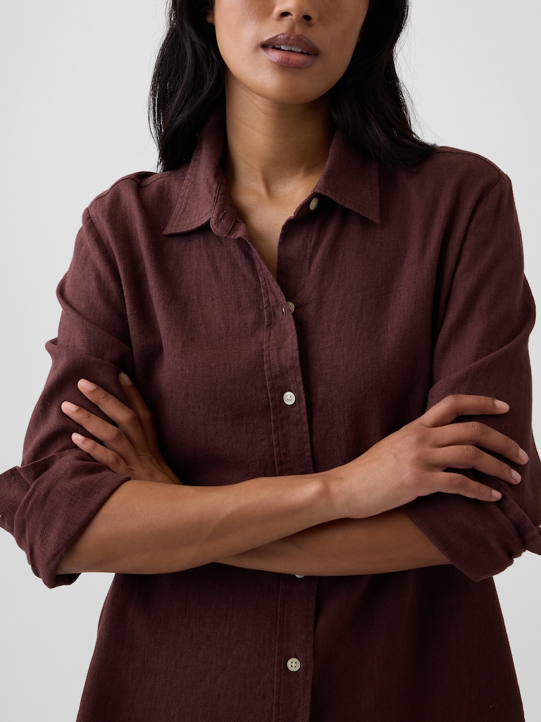 Oversized Linen-Blend Easy Shirt