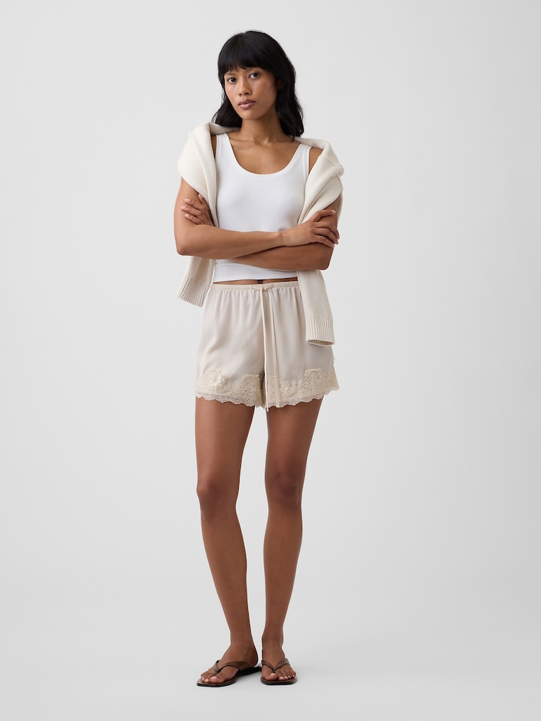 5" High Rise Pull-On Satin Shorts
