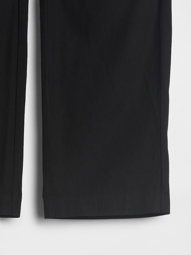 Linen-Blend Relaxed Straight Ankle Pants