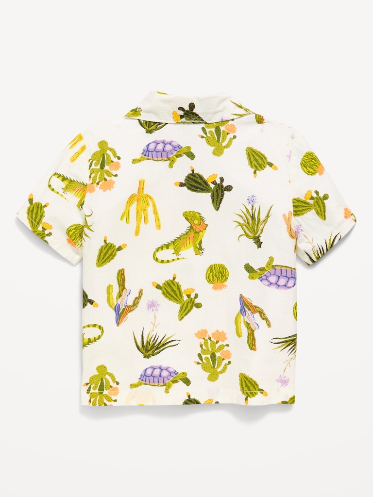 Printed Crinkle Pocket Shirt for Toddler Boys