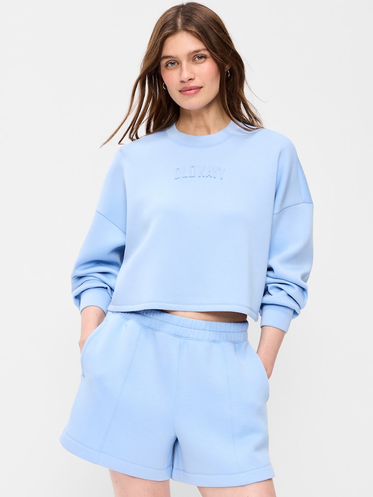 Bounce Fleece Crew-Neck Cropped Sweatshirt