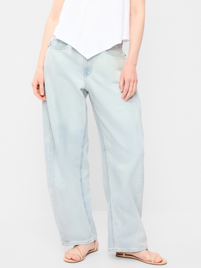 High-Waisted Rounded Wide-Leg Barrel Jeans