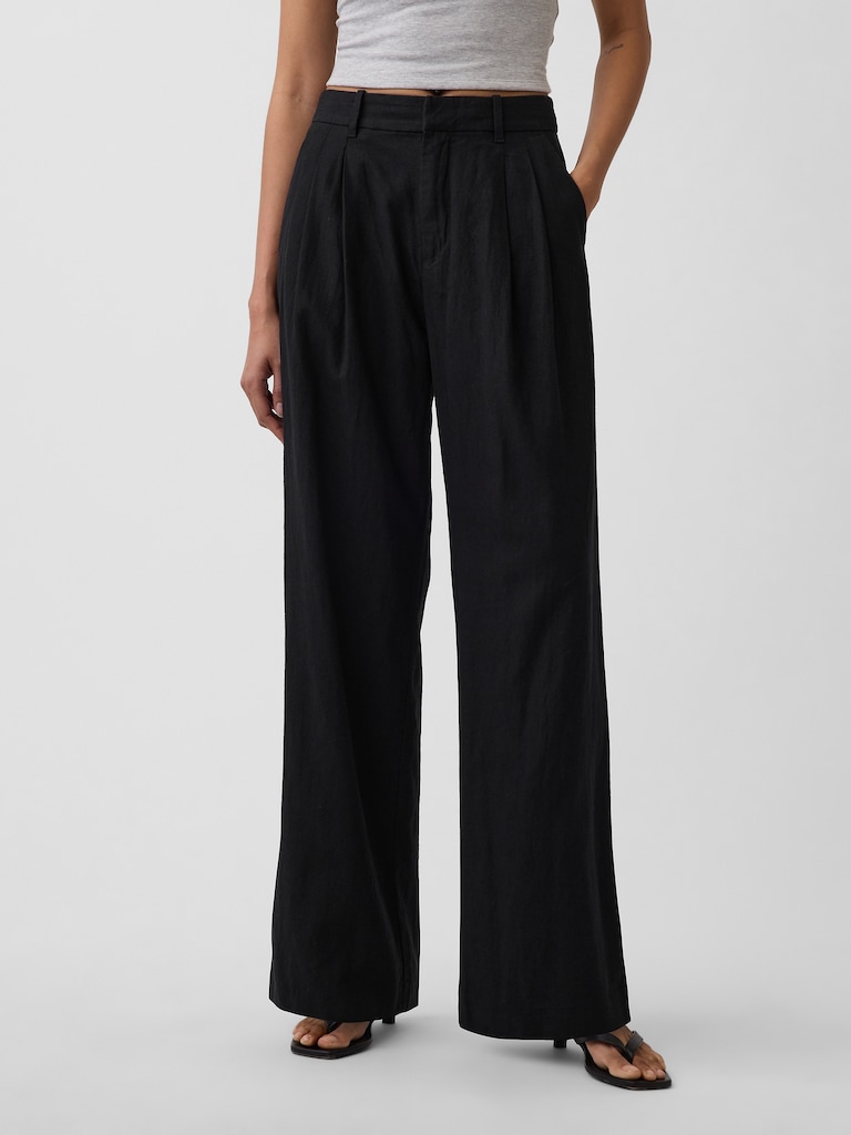 365 High Rise Linen-Blend Trousers
