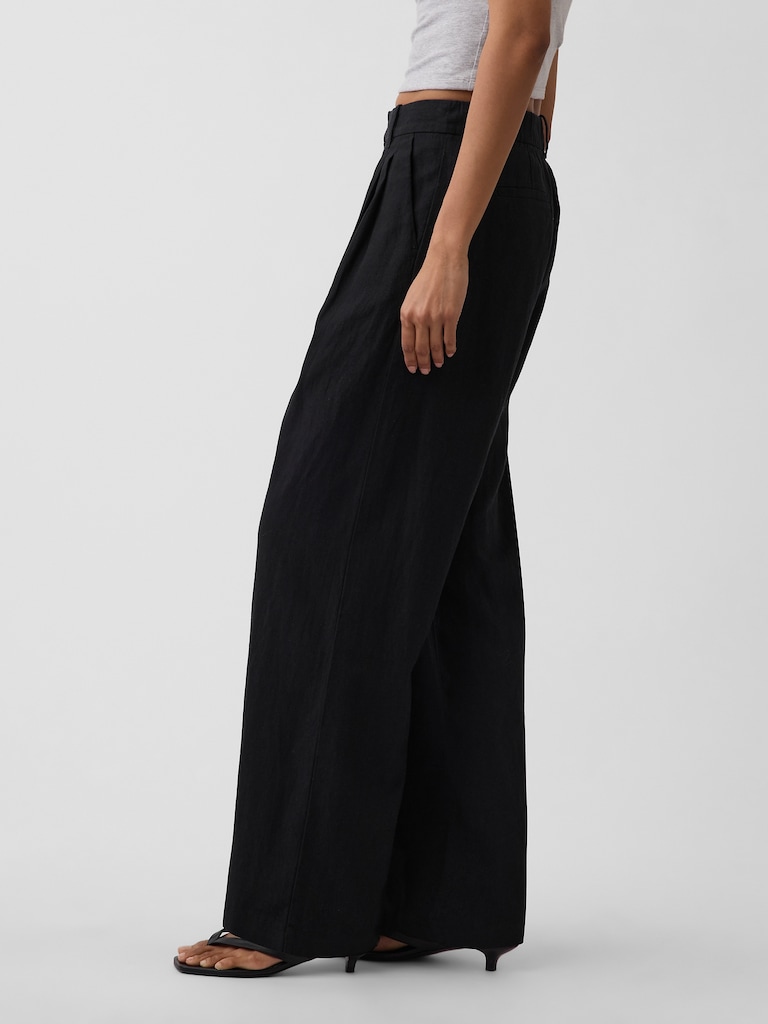 365 High Rise Linen-Blend Trousers