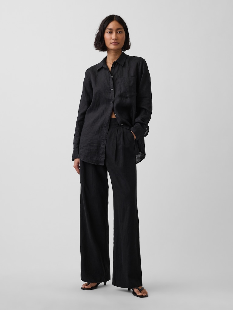 365 High Rise Linen-Blend Trousers
