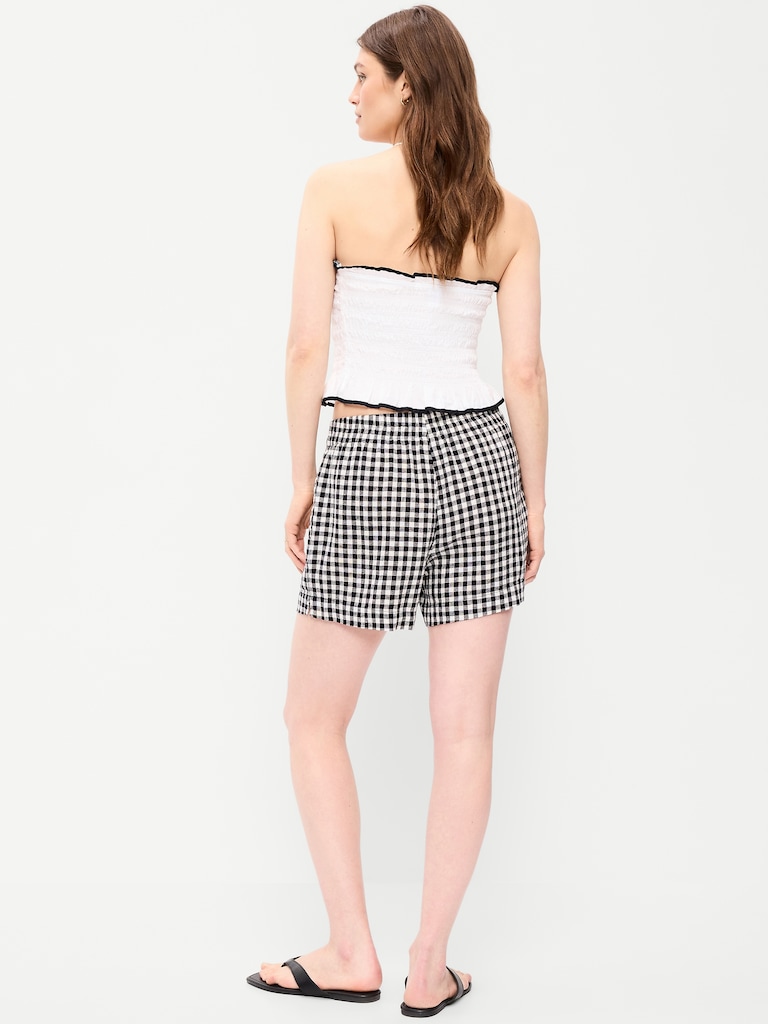 High-Waisted Linen-Blend Shorts -- 3.5-inch inseam