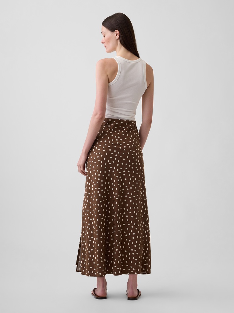 Linen-Blend Maxi Slip Skirt