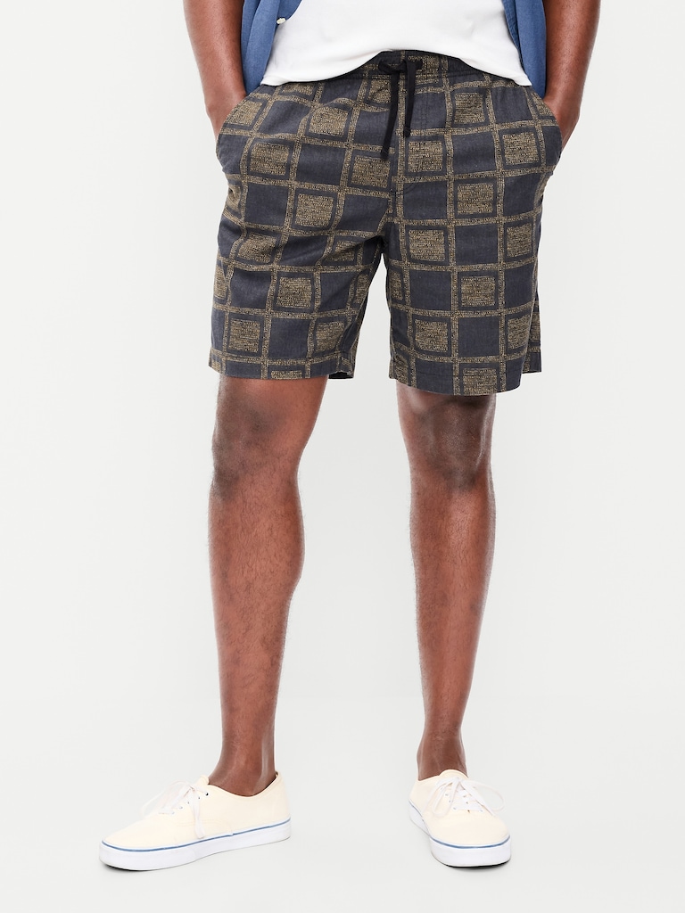 Linen-Blend Jogger Shorts -- 7-inch inseam