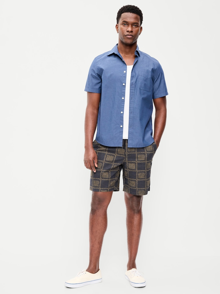 Linen-Blend Jogger Shorts -- 7-inch inseam