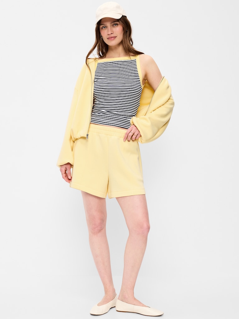 High-Waisted Bounce Fleece Shorts -- 5-inch inseam