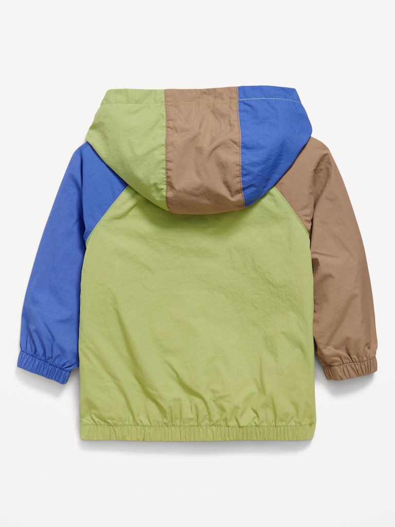 Water-Resistant Half-Zip Hooded Windbreaker for Toddler Boys