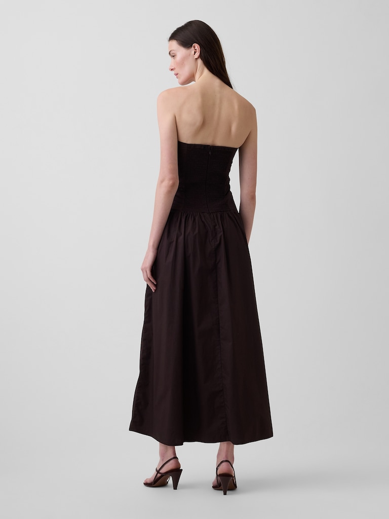 Poplin Drop-Waist Maxi Dress