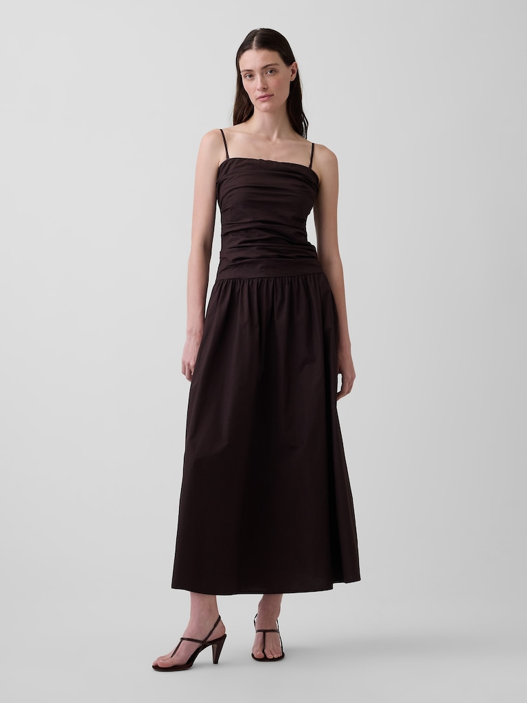 Poplin Drop-Waist Maxi Dress